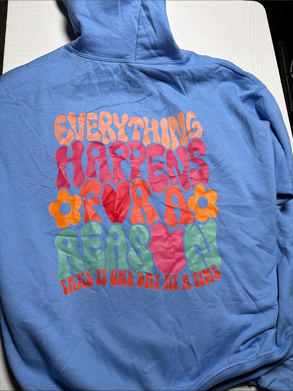 Gildan Light Blue Hoodie with Colorful Retro Graphic